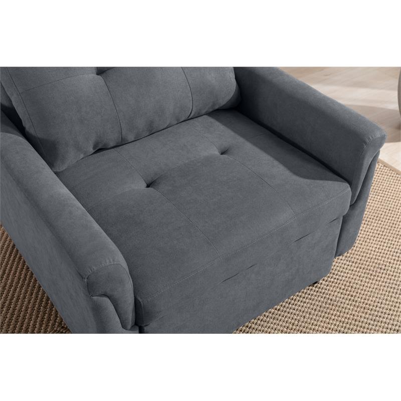 Hannah Dark Gray Woven Fabric Convertible Armchair Bed