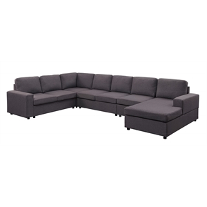Hayden Modular Sectional Sofa with Reversible Chaise in Dark Gray Linen Fabric