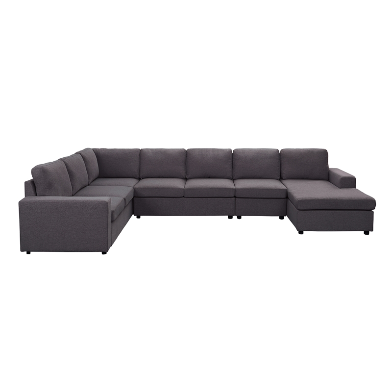 Hayden Modular Sectional Sofa with Reversible Chaise in Dark Gray Linen Fabric