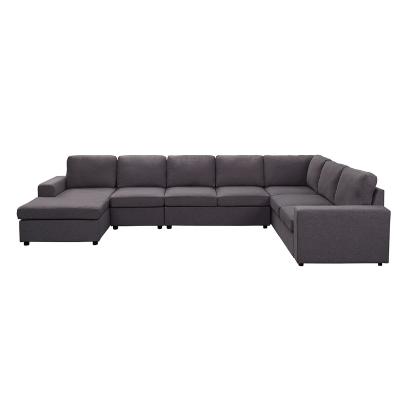 Hayden Modular Sectional Sofa with Reversible Chaise in Dark Gray Linen Fabric