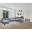Hayden Light Gray Linen Fabric 7 Seat Reversible Modular Sectional Sofa Chaise