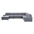 Hayden Light Gray Linen Fabric 7 Seat Reversible Modular Sectional Sofa Chaise