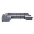 Hayden Light Gray Linen Fabric 7 Seat Reversible Modular Sectional Sofa Chaise
