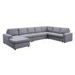 Hayden Light Gray Linen Fabric 7 Seat Reversible Modular Sectional Sofa Chaise