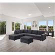 Marley Modular Sectional Sofa with Ottoman in Dark Gray Linen Fabric