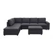 Marley Modular Sectional Sofa with Ottoman in Dark Gray Linen Fabric