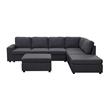 Marley Modular Sectional Sofa with Ottoman in Dark Gray Linen Fabric