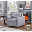 Lara Linen Fabric Convertible Sleeper Chair with Side Pocket in Light Gray