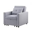 Lara Linen Fabric Convertible Sleeper Chair with Side Pocket in Light Gray