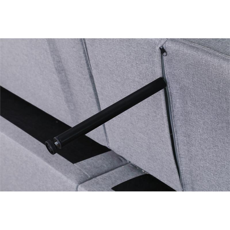 Lara Linen Fabric Convertible Sleeper Chair with Side Pocket in Light Gray