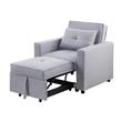 Lara Linen Fabric Convertible Sleeper Chair with Side Pocket in Light Gray
