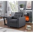 Lara Linen Fabric Convertible Sleeper Chair with Side Pocket in Dark Gray