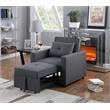 Lara Linen Fabric Convertible Sleeper Chair with Side Pocket in Dark Gray