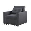 Lara Linen Fabric Convertible Sleeper Chair with Side Pocket in Dark Gray