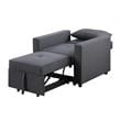 Lara Linen Fabric Convertible Sleeper Chair with Side Pocket in Dark Gray