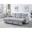 Lilola Home Ivy Velvet Reversible Sleeper Sectional with Storage in Light Gray