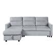 Lilola Home Ivy Velvet Reversible Sleeper Sectional with Storage in Light Gray