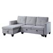 Lilola Home Nova Velvet Reversible Sleeper Sectional with Storage in Light Gray