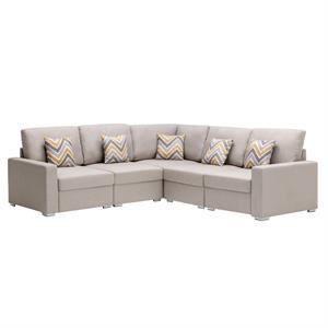 nolan beige linen fabric reversible sectional sofa pillows interchangeable legs