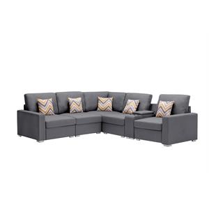 Nolan Gray Fabric Reversible Sectional Charging Ports Storage Console 2 Type Leg