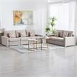Nolan Linen Fabric Sofa and Loveseat with Pillows/Interchangeable Legs in Beige