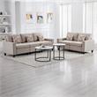 Nolan Linen Fabric Sofa and Loveseat with Pillows/Interchangeable Legs in Beige