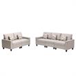 Nolan Linen Fabric Sofa and Loveseat with Pillows/Interchangeable Legs in Beige