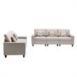 Nolan Linen Fabric Sofa and Loveseat with Pillows/Interchangeable Legs in Beige