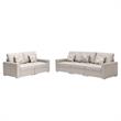 Nolan Linen Fabric Sofa and Loveseat with Pillows/Interchangeable Legs in Beige