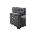 Kinsley Gray Woven Fabric Sleeper Sectional Sofa Chaise w/ USB Charger & Pocket
