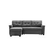 Kinsley Gray Woven Fabric Sleeper Sectional Sofa Chaise w/ USB Charger & Pocket