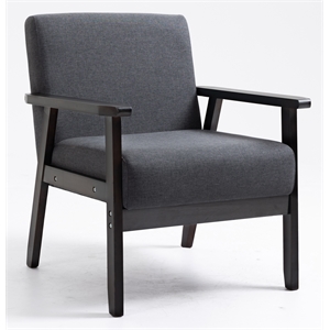 bahamas dark gray espresso solid wood linen fabric modern chair