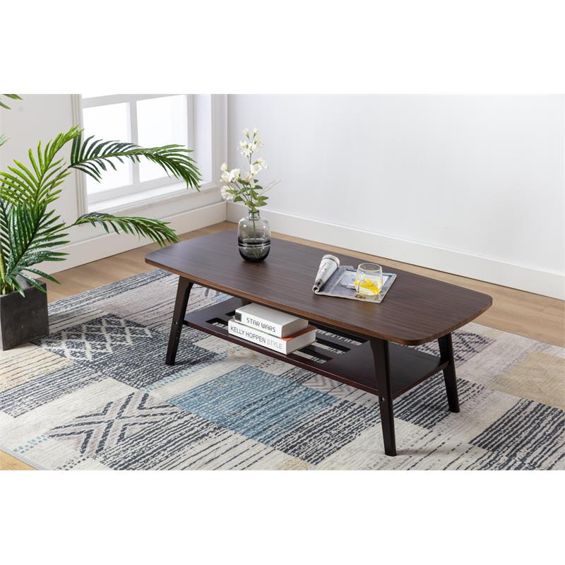 Bahamas Espresso Mid-Century Modern Dark Engineered Wood Coffee Table