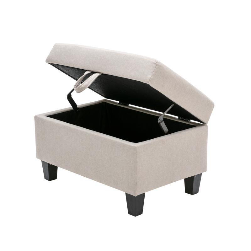 Nolan Beige Linen Fabric 6PcDouble Chaise Sectional Interchangeable Legs Ottoman