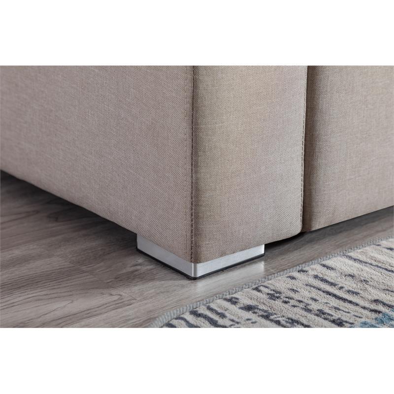 Nolan Beige Linen Fabric 6PcDouble Chaise Sectional Interchangeable Legs Ottoman