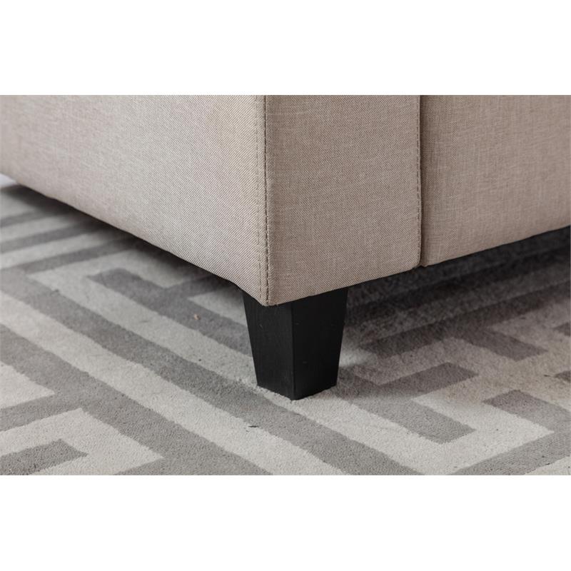 Nolan Beige Linen Fabric 6PcDouble Chaise Sectional Interchangeable Legs Ottoman