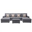 Nolan Gray Linen Fabric 5PcDouble Chaise Sectional Interchangeable Legs Ottoman