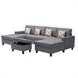 Nolan Gray Linen Fabric 5PcDouble Chaise Sectional Interchangeable Legs Ottoman