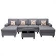 Nolan Gray Linen Fabric 5PcDouble Chaise Sectional Interchangeable Legs Ottoman