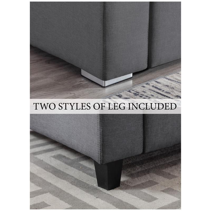 Nolan Gray Linen Fabric 5PcDouble Chaise Sectional Interchangeable Legs Ottoman