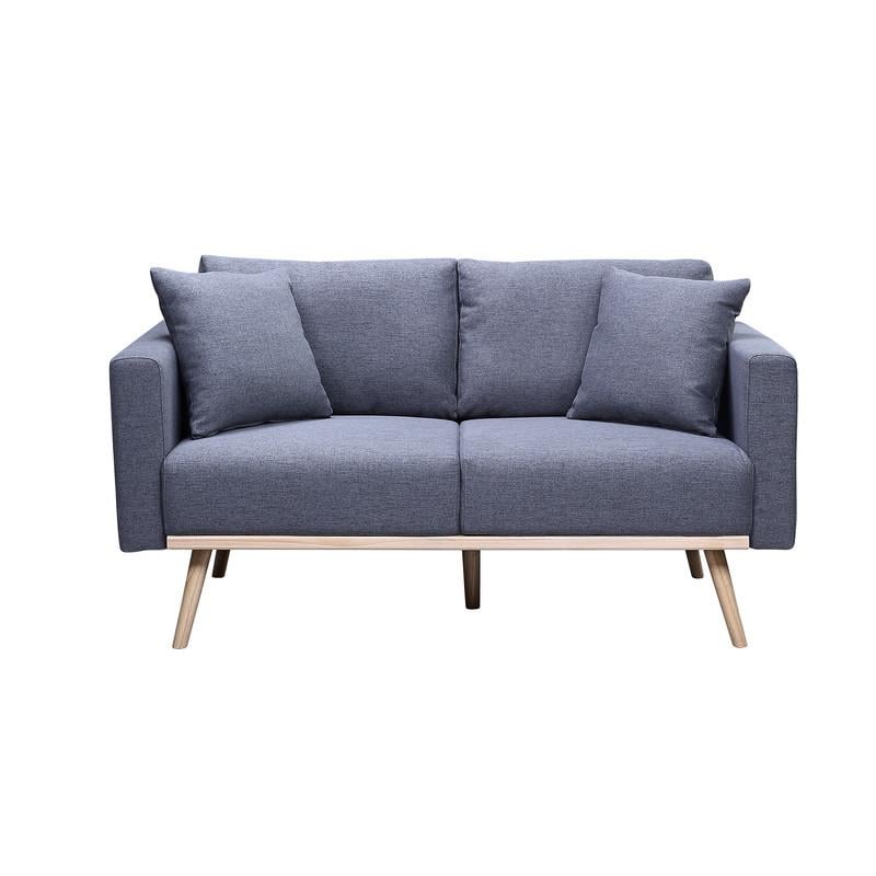 Easton Dark Gray Linen Fabric Sofa Loveseat Chair Living Room Set with USB Ports
