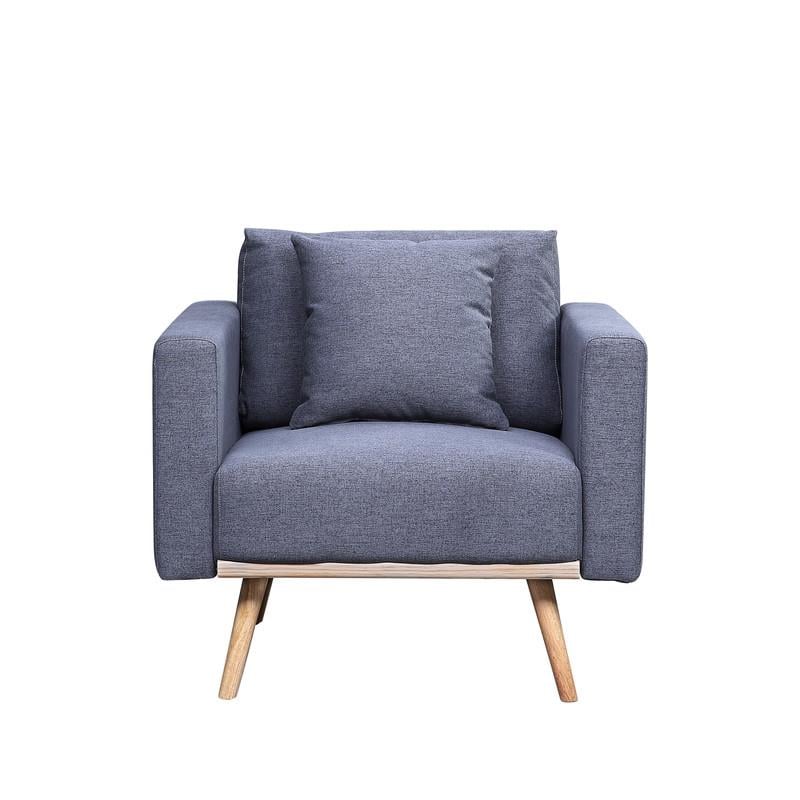 Easton Dark Gray Linen Fabric Sofa Loveseat Chair Living Room Set with USB Ports