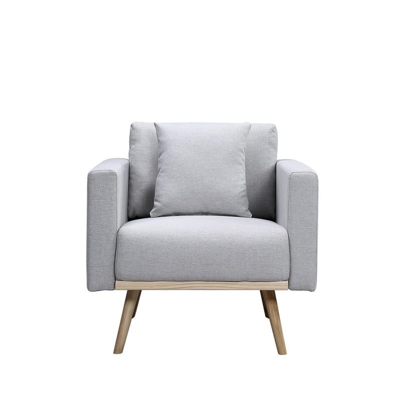 Easton Light Gray Linen Fabric Sofa Loveseat Chair Living Room Set w/ USB Ports