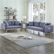 Lilola Home Dark Gray Linen Fabric Sofa Loveseat Living Room Set with USB Ports