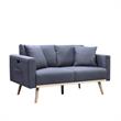 Lilola Home Dark Gray Linen Fabric Sofa Loveseat Living Room Set with USB Ports