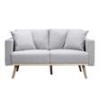 Lilola Home Light Gray Linen Fabric Sofa Loveseat Living Room Set with USB Ports
