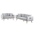 Lilola Home Light Gray Linen Fabric Sofa Loveseat Living Room Set with USB Ports