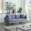 Easton Dark Gray Linen Fabric Sofa with USB Charging Ports Pockets & Pillows