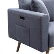 Easton Dark Gray Linen Fabric Chair with USB Charging Ports Pockets & Pillows