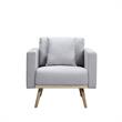 Easton Light Gray Linen Fabric Chair with USB Charging Ports Pockets & Pillows
